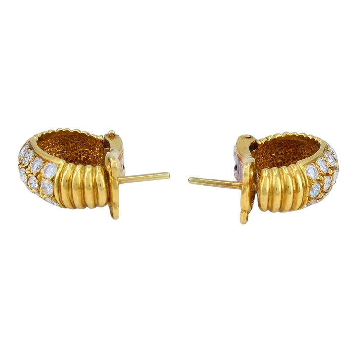 Vintage Van Cleef & Arpels 18k Gold Diamond Huggie Earrings
