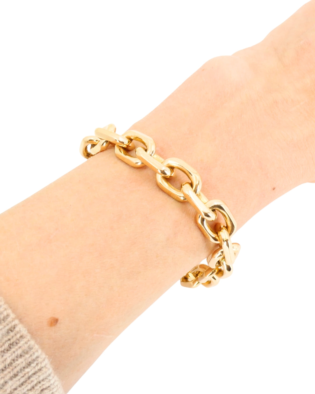 Vintage French 18k Rose Gold Chain Bracelet Rectangular Link