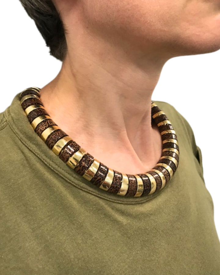 18k Gold Necklace Leopard Wood Attributed to Aletto Brothers