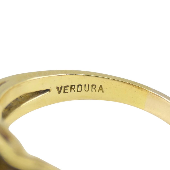 Verdura 18k Gold Rubellite and Madeira Citrine Three Stone Ring