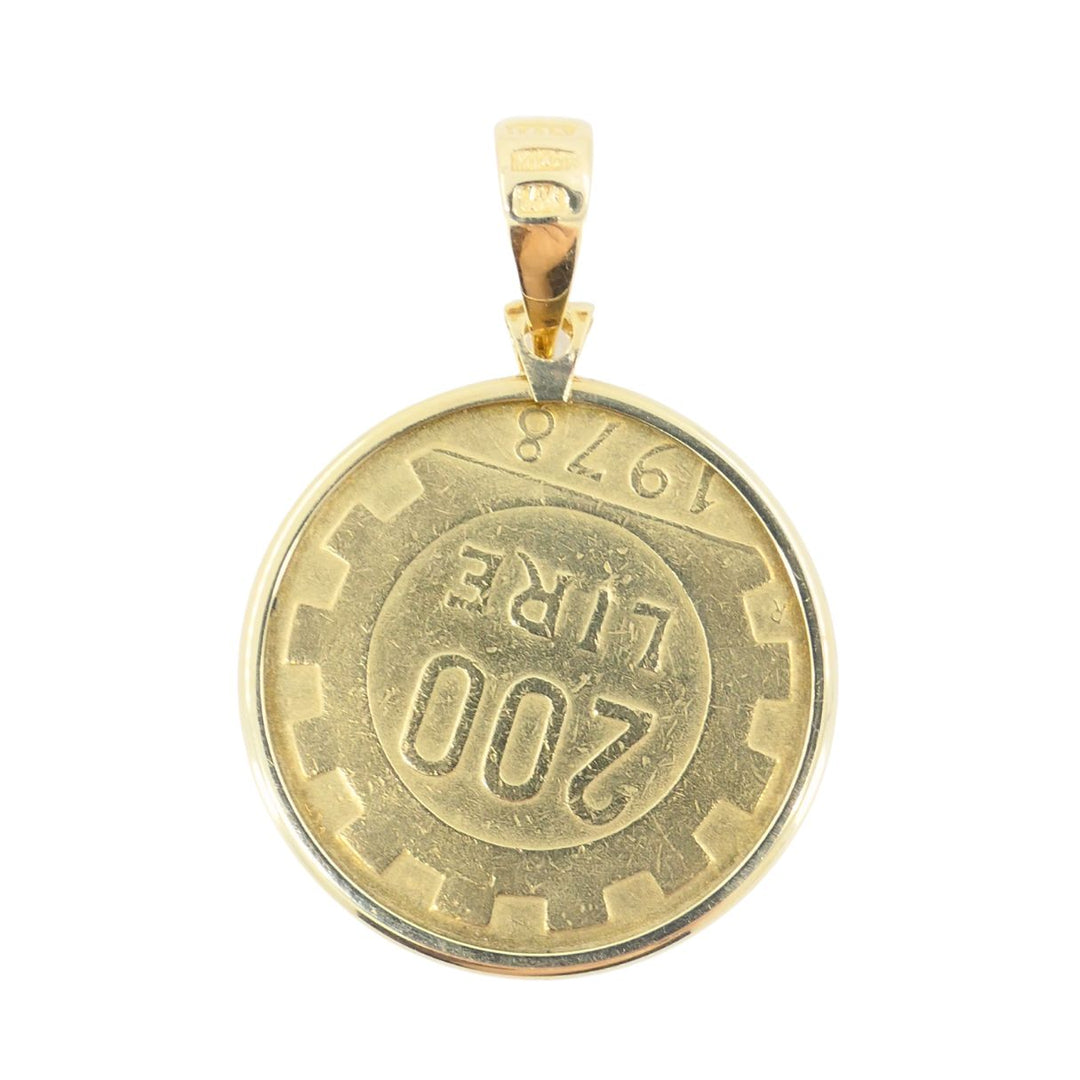 Italian 14k Gold Lire Coin Pendant
