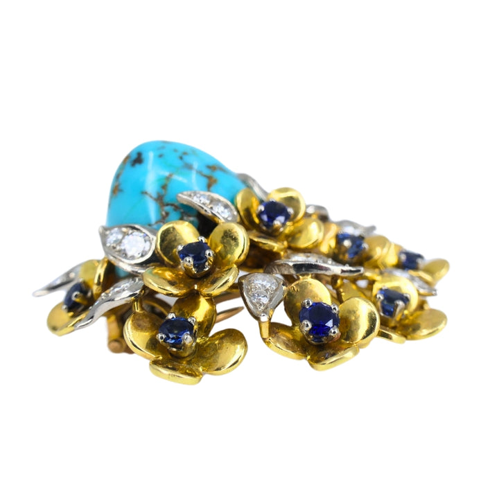 Kern Jewelry Set Gold Turquoise Cabochon Sapphire Diamond