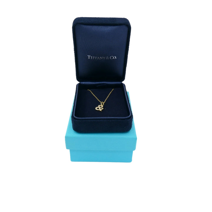Tiffany & Co. Charm Pendant Necklace 18k Gold Diamond Ampersand Original Box