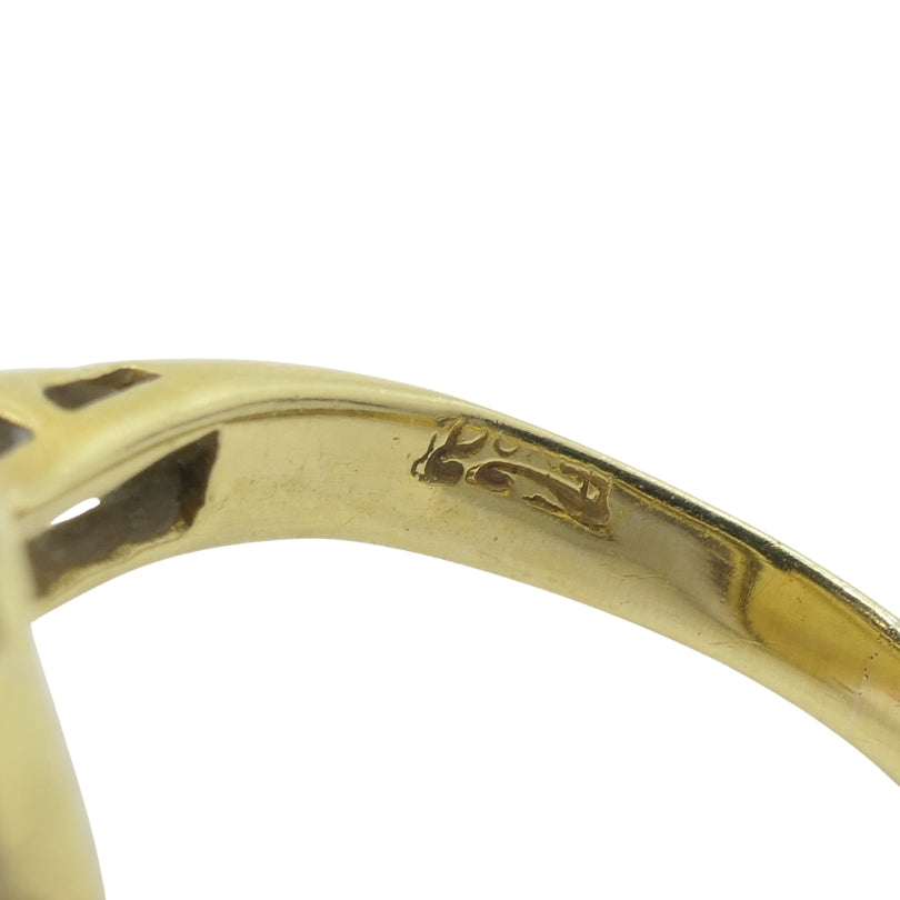 Vintage 18k Yellow Gold Baroque Pearl Diamond Ring