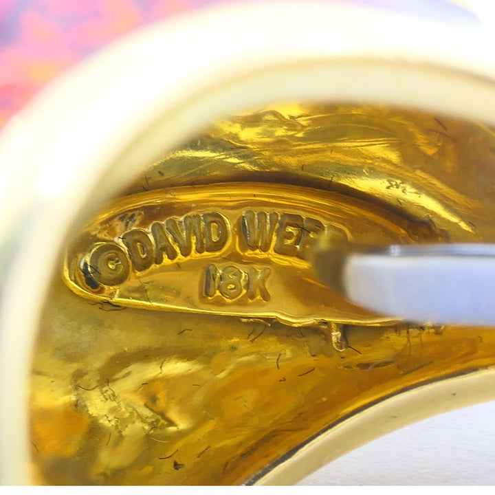 Vintage David Webb 18k Gold Enamel Dome Cocktail Ring