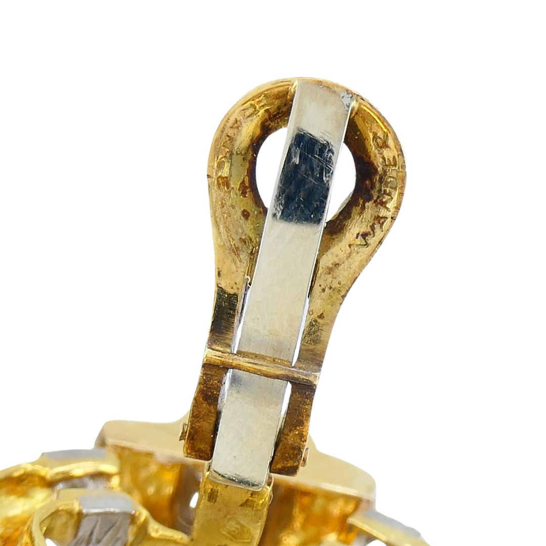 Vintage Wander 18k Gold Diamond Pearl Clip Earrings