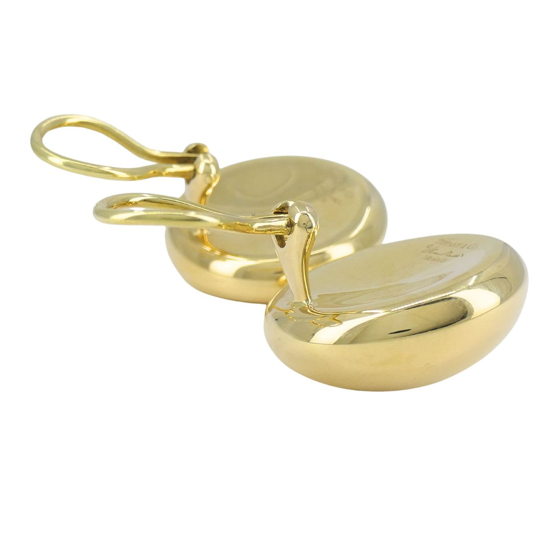 Vintage Elsa Peretti Tiffany & Co. 18k Gold Circular Thumbprint Clip On Earrings