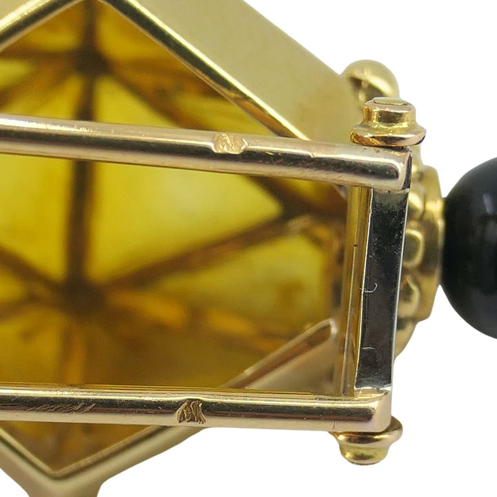 Vintage French 18k Gold Coral Diamond Clip Brooch