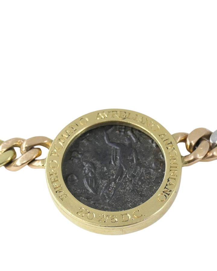 Bvlgari Bulgari Monete Coin Necklace 18k Tri Color Gold Chain Necklace Three Ancient Coins