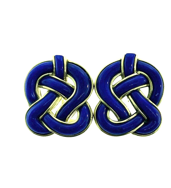 Tiffany & Co. Yellow Gold Lapis Lazuli Pretzel Earrings