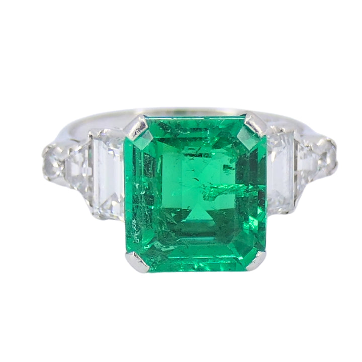 Colombian Emerald Engagement Ring GIA Platinum Diamond