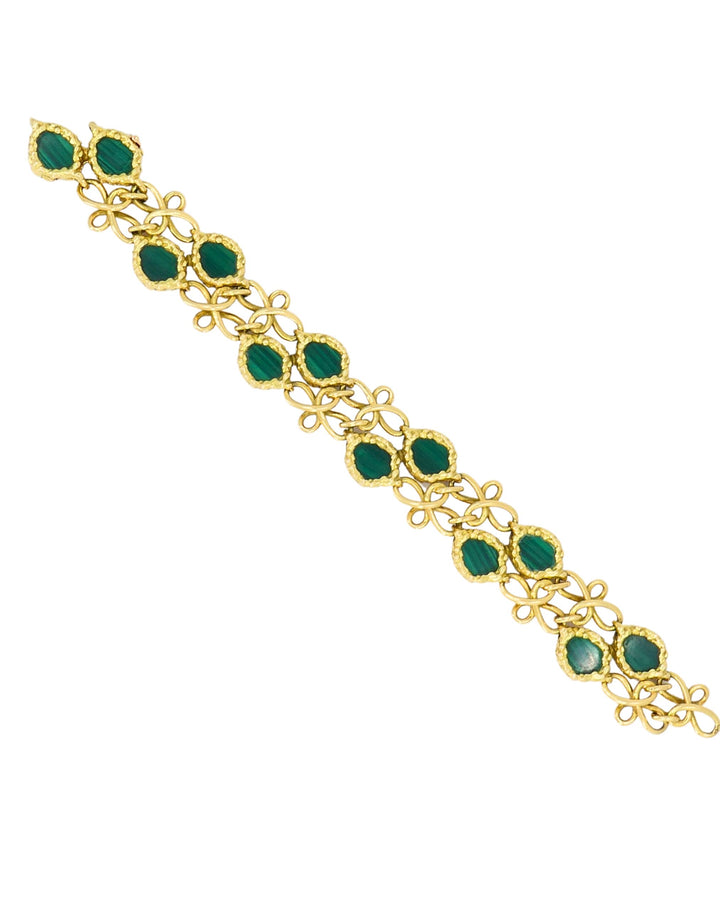 Vintage Malachite Bracelet Attributed to Mauboussin Paris 18k Gold