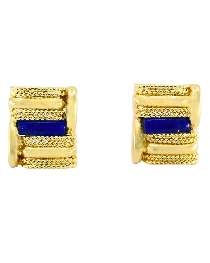 Vintage Aldo Cipullo for Cartier 18k Gold Earrings Lapis Lazuli