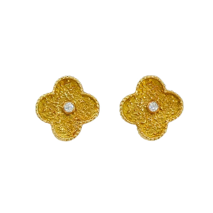 Van Cleef & Arpels Vintage Alhambra Earrings Diamond Gold