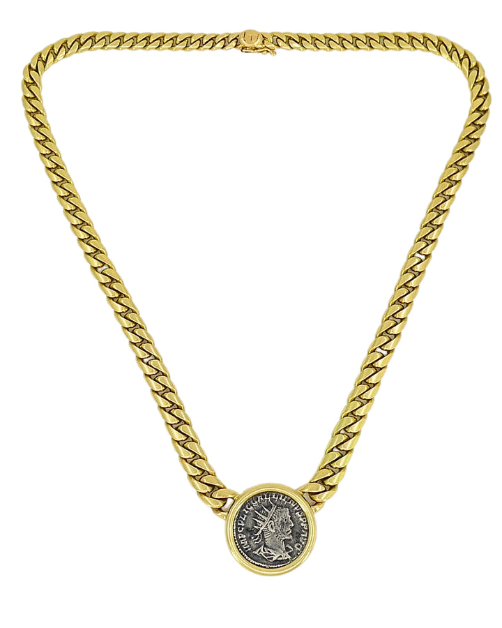 Bvlgari Vintage Bulgari Monete Necklace 18k Gold & Roman Coin