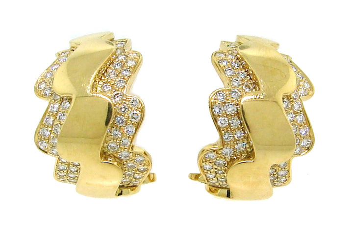 Vintage Van Cleef & Arpels Diamond Yellow Gold Hoop Earrings