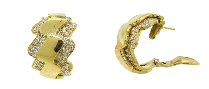 Vintage Van Cleef & Arpels Diamond Yellow Gold Hoop Earrings