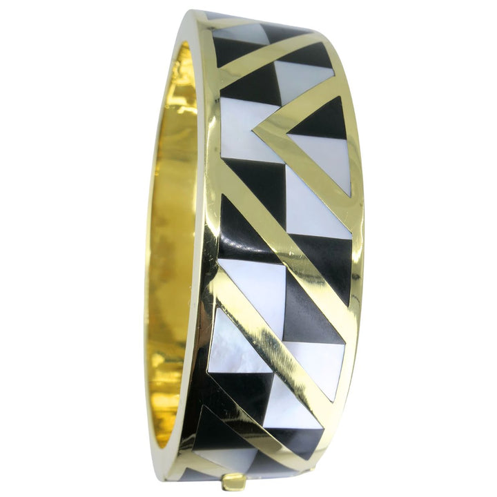 Angela Cummings Tiffany & Co. 1986 18k Gold Onyx Mother of Pearl Inlay Bracelet