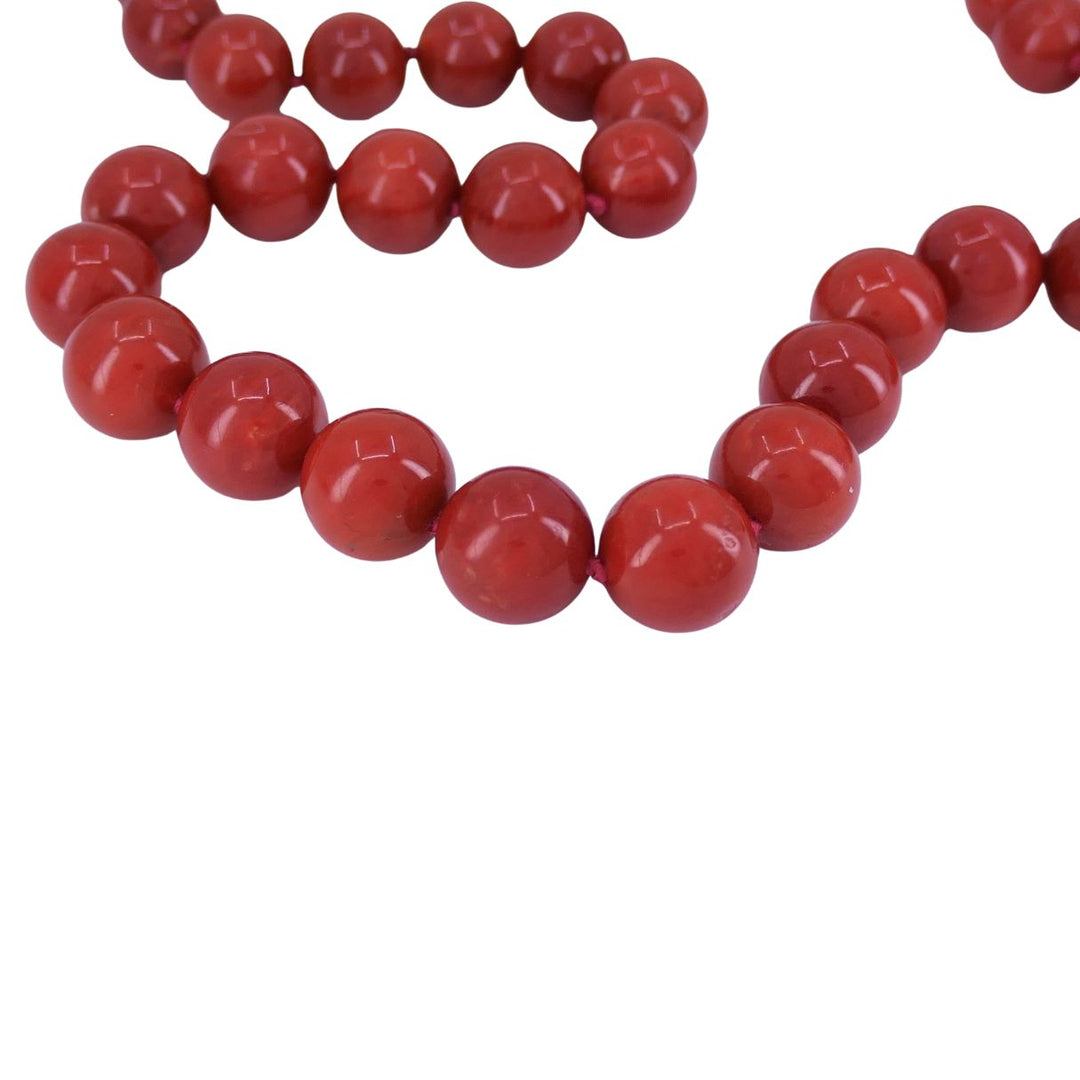 Mario Buccellati 18k Two Tone Gold Diamond Red Coral Bead Necklace 1960s
