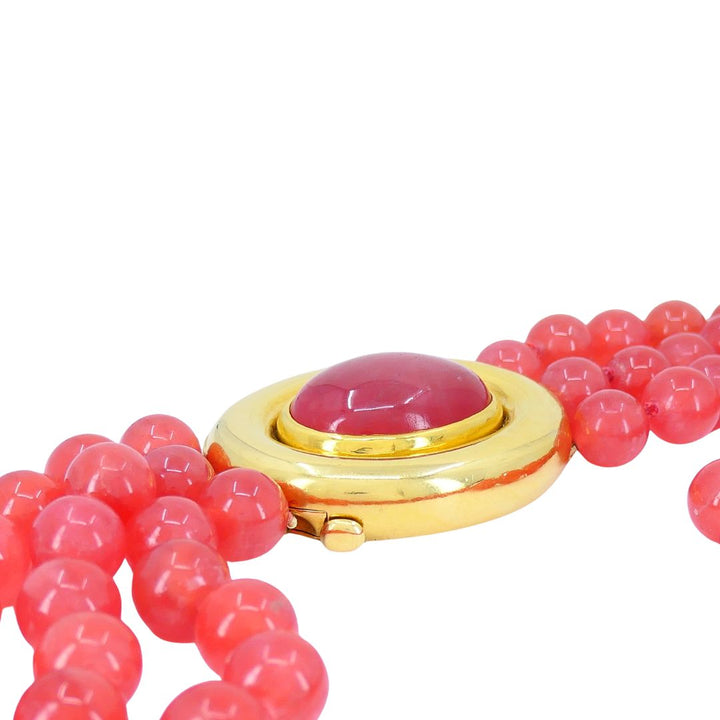 Vintage Paloma Picasso Tiffany & Co. 18k Gold Pink Rhodochrosite Beaded Necklace