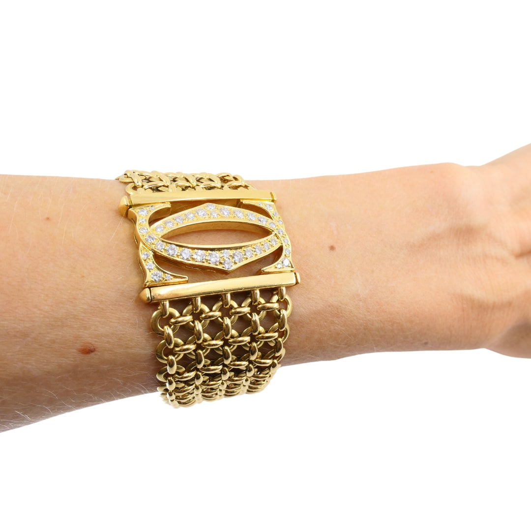 Cartier Penelope Bracelet Double C 18k Gold Diamond Link Bracelet