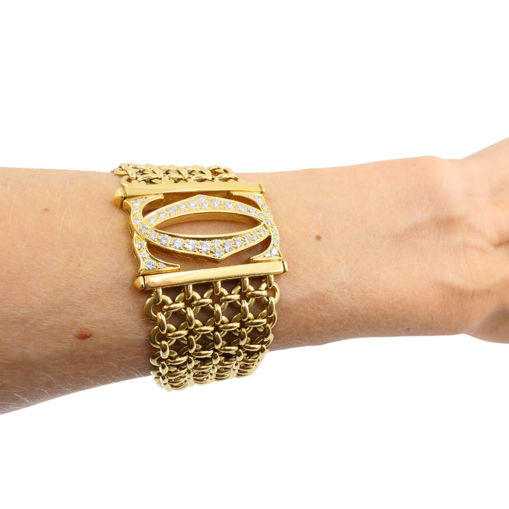 Cartier Penelope Bracelet Double C 18k Gold Diamond Link Bracelet