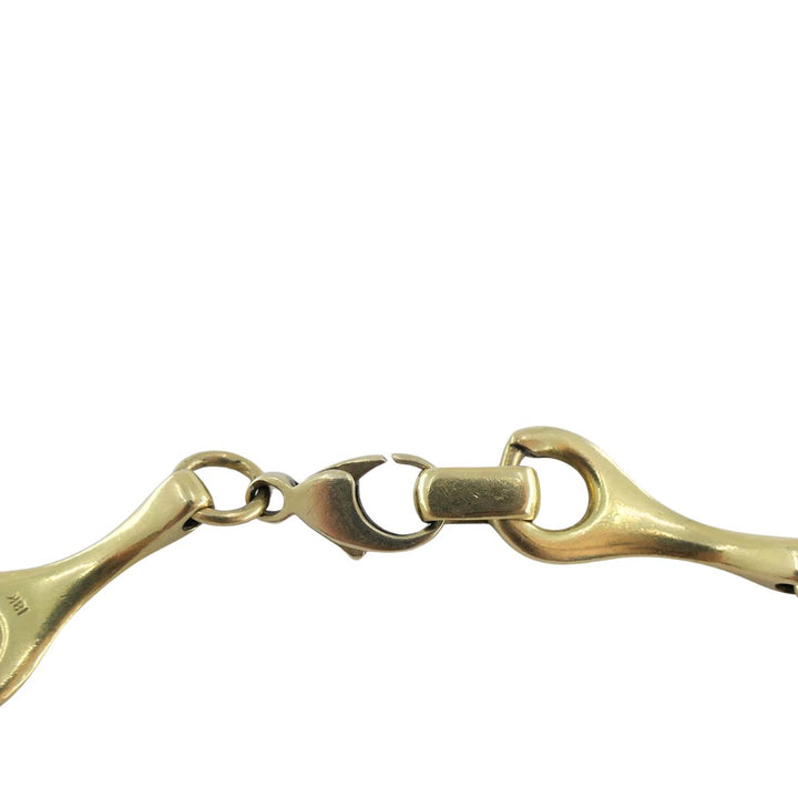 Vintage 18k Yellow Gold Equestrian Horse Bit Stirrup Link Bracelet Circa 1980s
