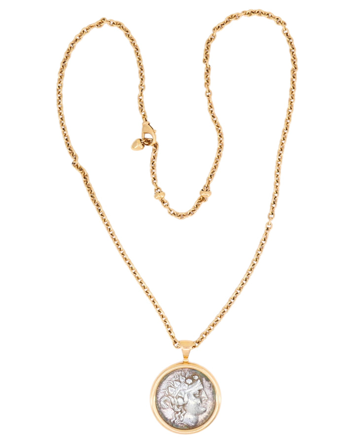 Bvlgari Bulgari Monete Necklace Large Silver Greek Coin Rose Gold