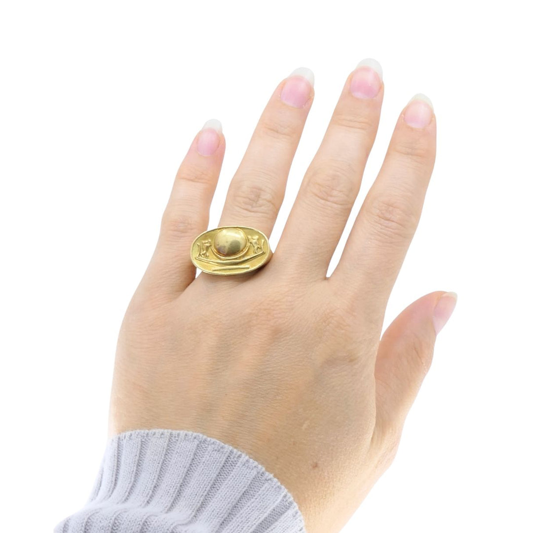 Vintage 1978 Egyptian Revival 18k Gold Signet Ring