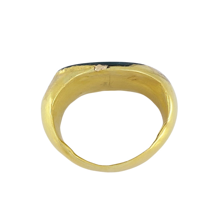 22k Gold Oval Intaglio Lion Bull Signet Ring Greek & Roman Inspired Design