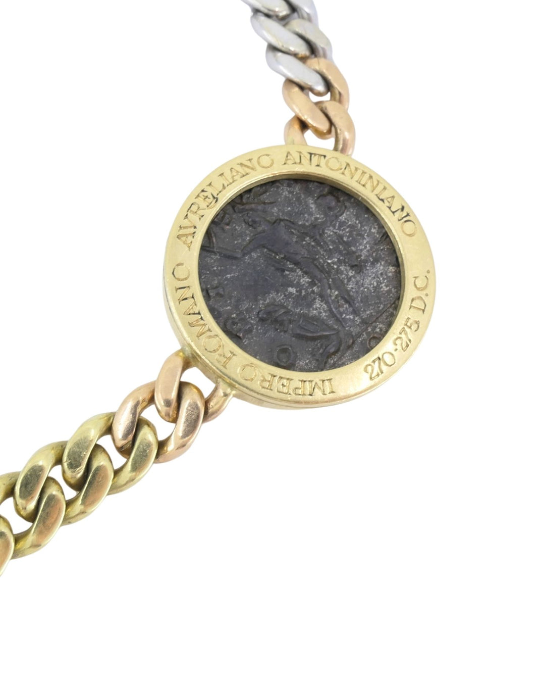 Bvlgari Bulgari Monete Coin Necklace 18k Tri Color Gold Chain Necklace Three Ancient Coins