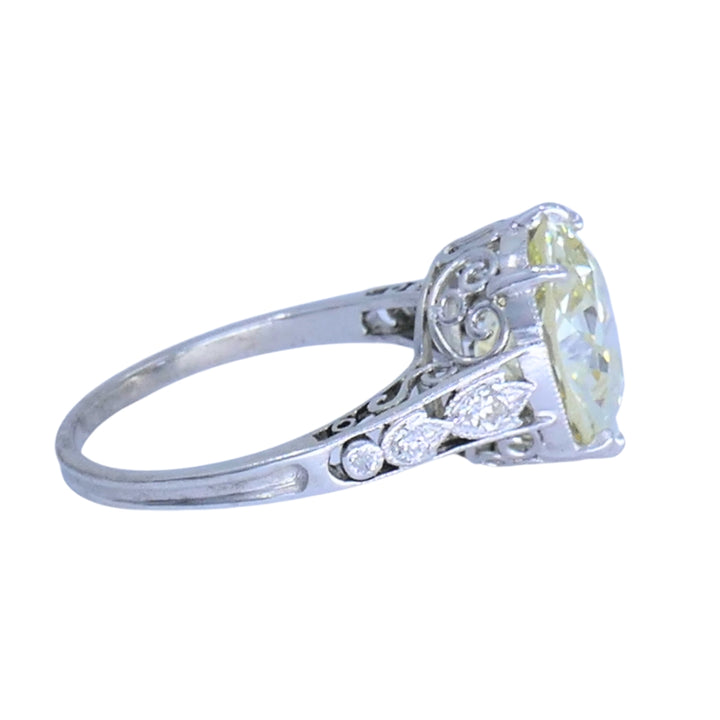 Art Deco Engagement Ring Old European Cut Diamond Platinum Ring Solitaire
