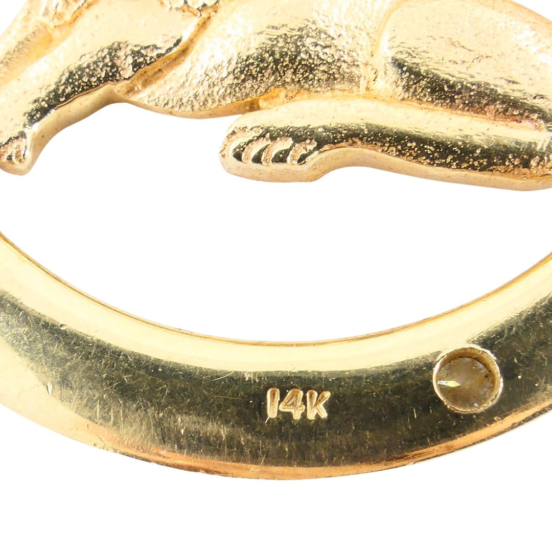 Vintage 14k Gold Diamond Leo Astrological Zodiac Pendant Pin