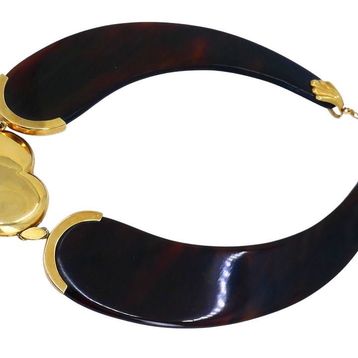 Vintage Italian 18k Gold Heart Tortoise Collar Necklace