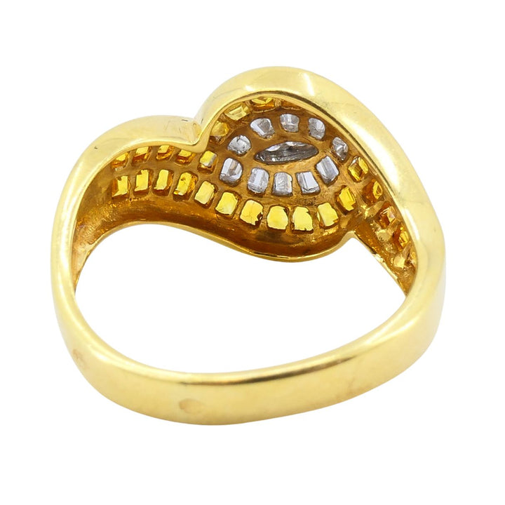 Vintage French 18k Gold Diamond Citrine Ring