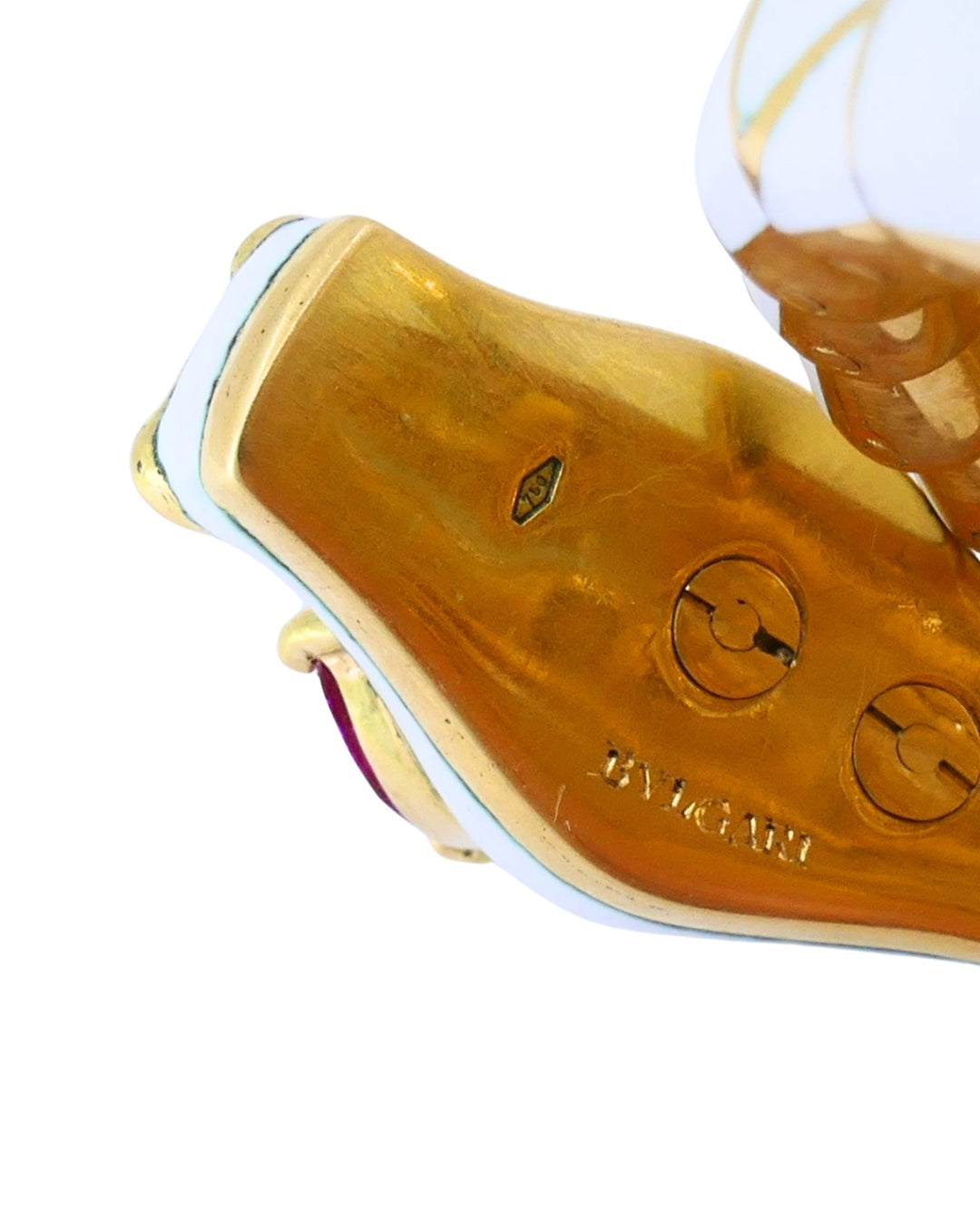 Rare Bvlgari Vintage Bulgari Dragon Bracelet 18k Gold Diamond White Enamel