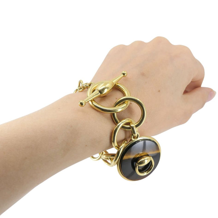 Vintage Gucci Italian 18k Gold Tiger's Eye Bracelet