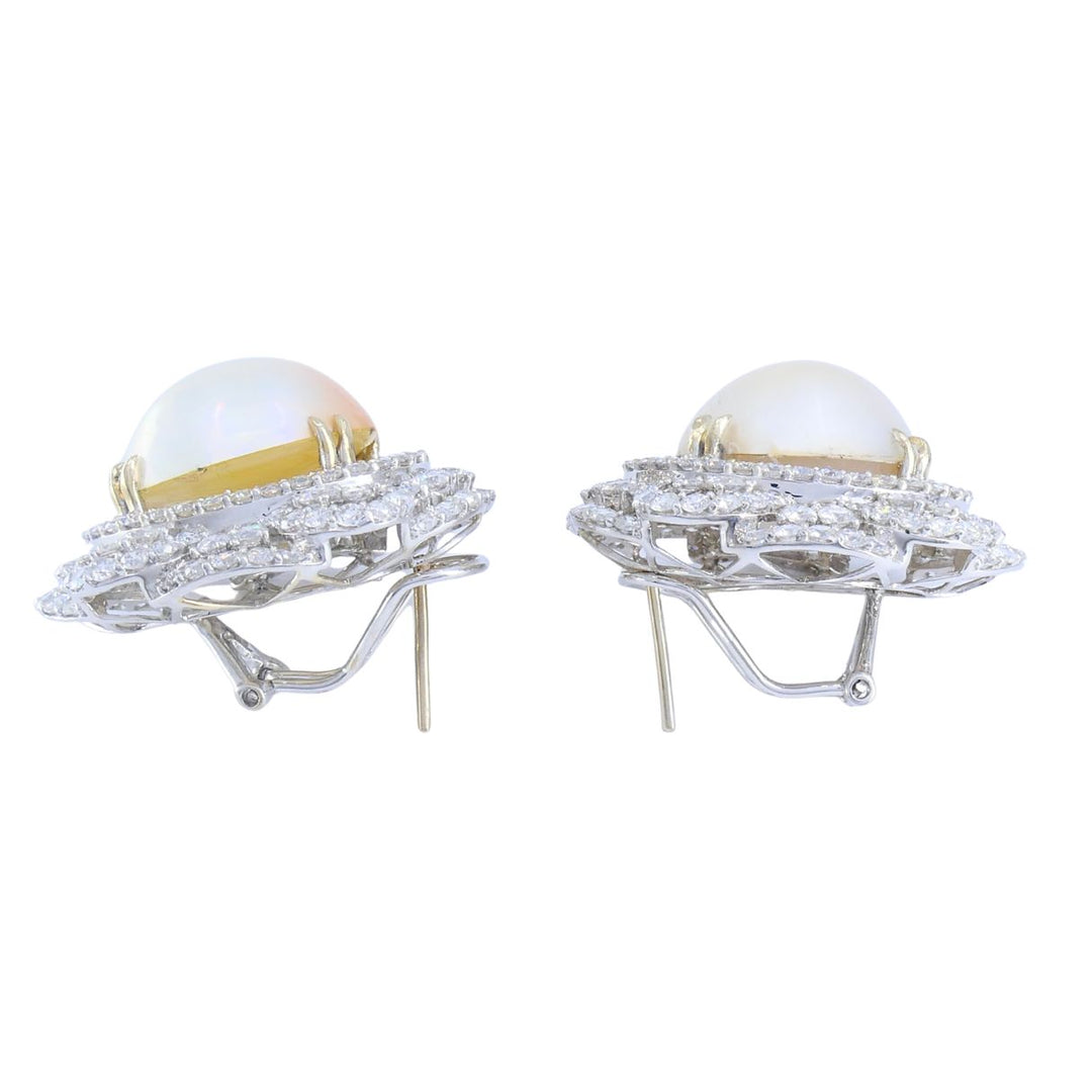 HANA 18K White Gold Mabe Pearl Diamond Drop Earrings