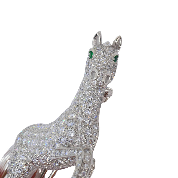 Vintage Cartier 18k Gold Diamond and Emerald Horse Brooch