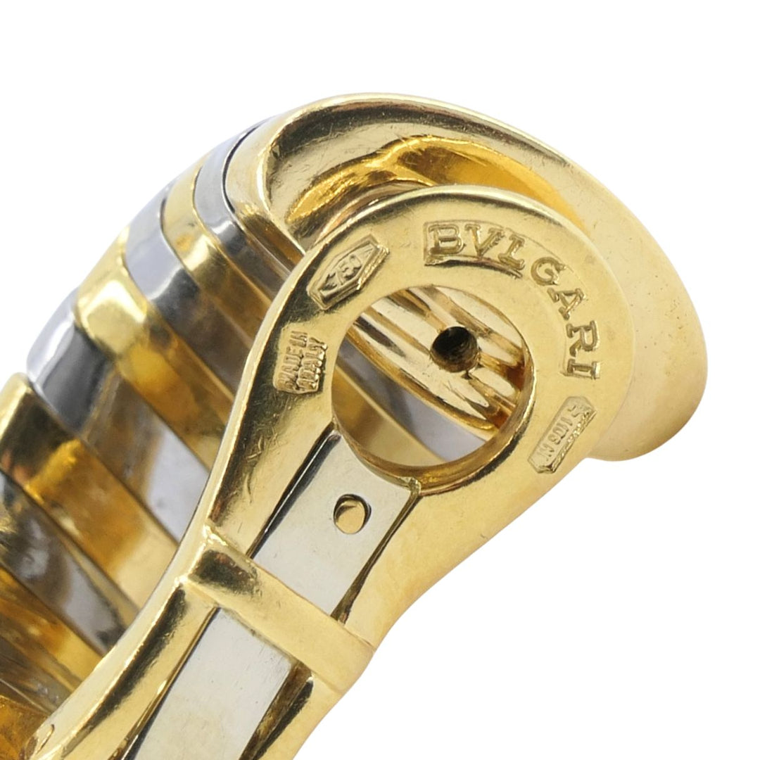 Vintage Bvlgari 18k Gold Stainless Steel Tubogas Huggie Bulgari Earrings