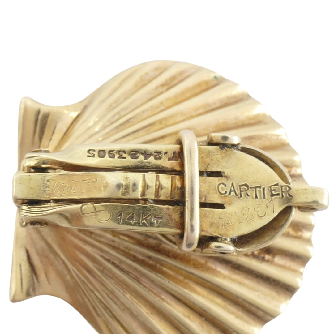 Cartier 14k Gold Shell Vintage Clip-On Earrings