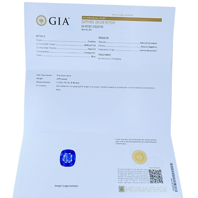 Burma Natural Sapphire 18K Gold Ring GIA Report