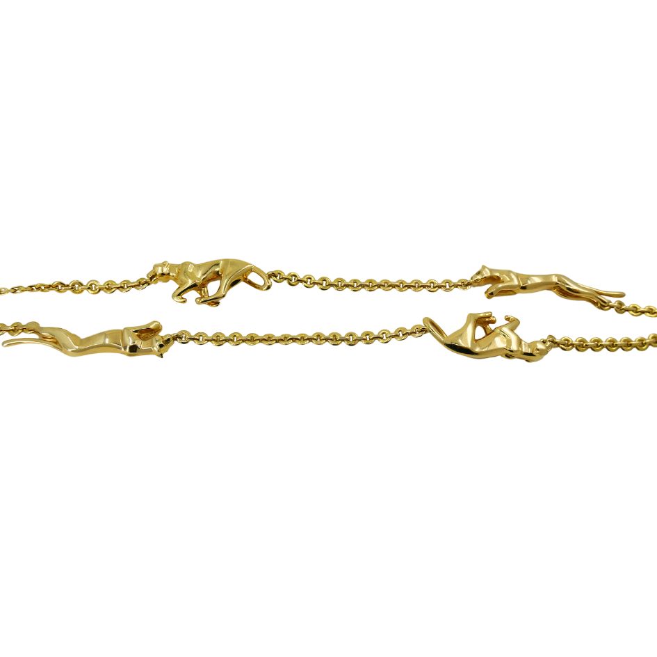 Cartier 18k Gold Panthere 6 Motif Chain Necklace