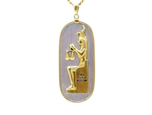 Libra Zodiac Vintage Astrological Two-Tone Gold Pendant