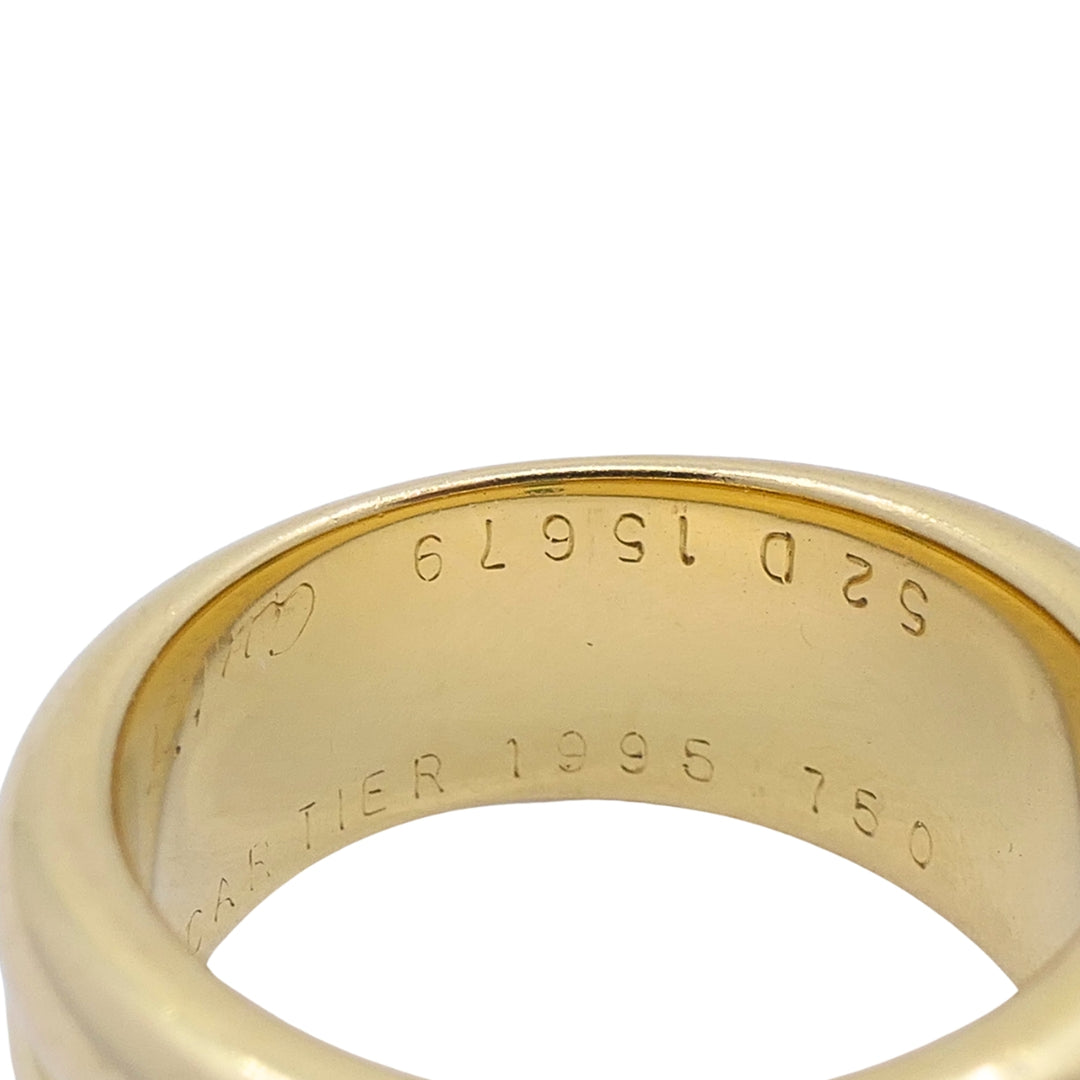 Vintage Cartier 18k Gold Emerald Three-Row Band Ring, 1995