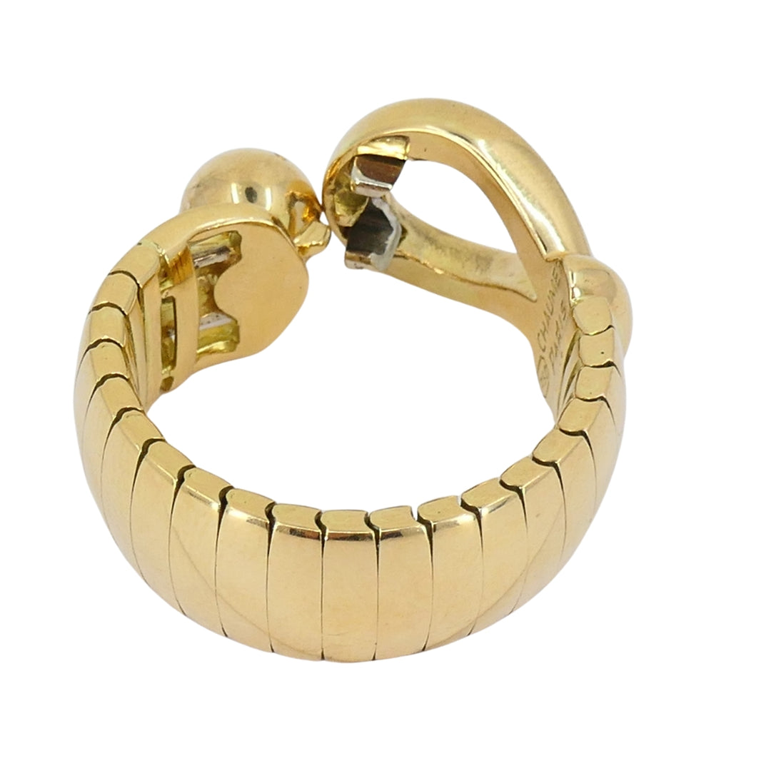 Vintage Chaumet Paris 18k Gold Buckle Ring Diamonds