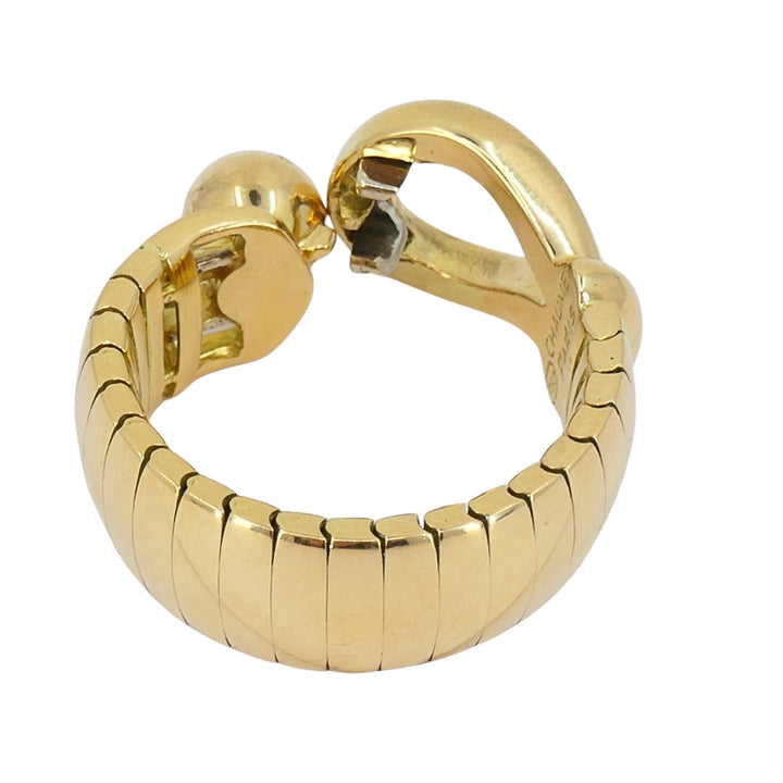 Vintage Chaumet Paris 18k Gold Buckle Ring Diamonds