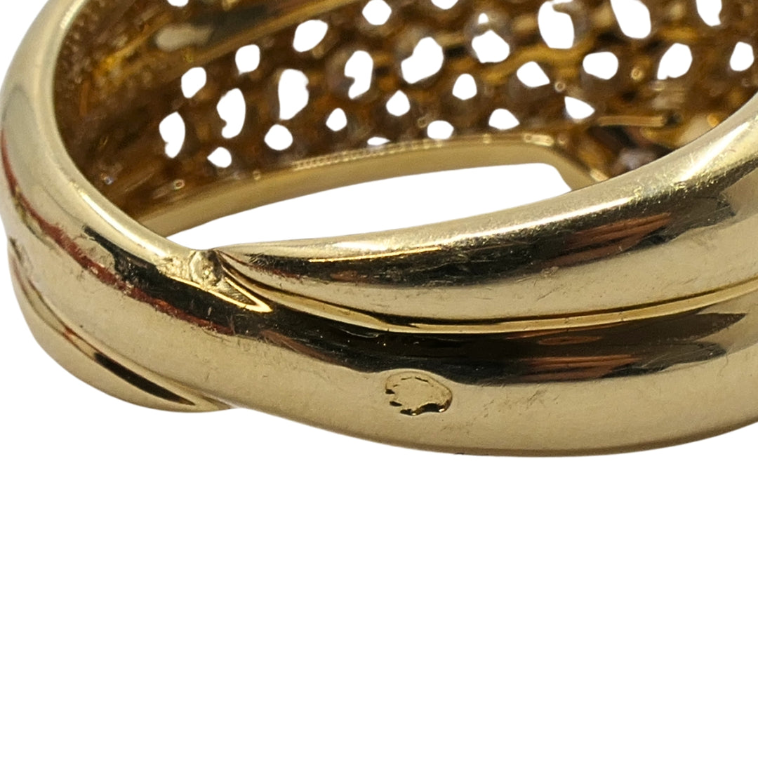 Van Cleef & Arpels 18k Gold Pavé Diamond Bombé Crossover Ring