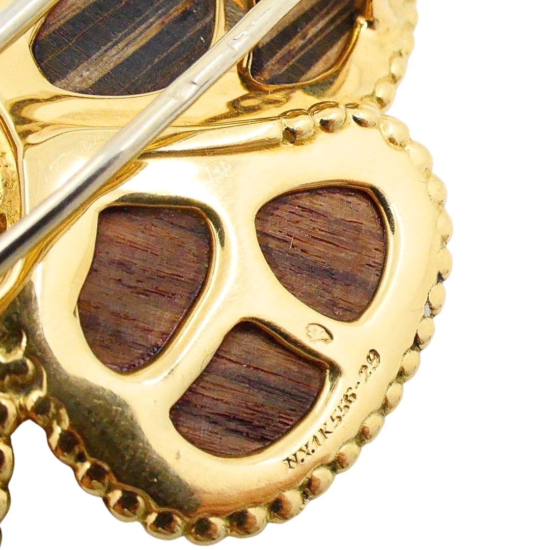 Van Cleef & Arpels Butterfly Brooch 18k Gold Wood Diamond