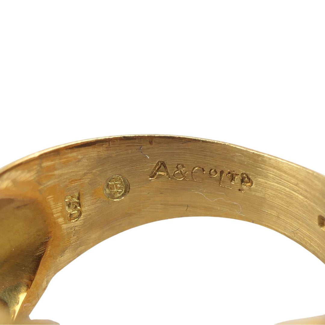 Vintage Asprey & Co. 18k Gold Emerald Diamond Cluster Cocktail Ring